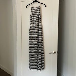 Aqua navy and white striped maxi dress